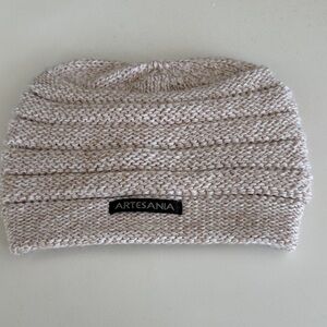 Alpaca Artesania Cream Knit Slouchy Beanie